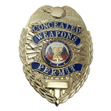 Hero's Pride 2-1/4 X 3-1/8" Gold Plated, Concealed Weapons Permit Badge