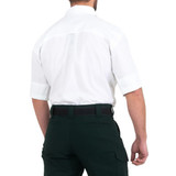 First Tactical Men's V2 Tactical Short Sleeve Shirt, White, Facing Back Left Angle
