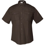 Flying Cross Flex 65/35 Poly/Cotton-Mini Rip-Stop Short Sleeve Woven Shirt Brown