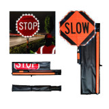 Dicke Roll-Up Stop/Slow Paddle with Flashing LED Lights 1