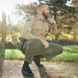 Flying Cross FX Flex 65/35 Poly/Cotton-Mini Rip-Stop Long Sleeve Woven Shirt Silver Tan Detail 2