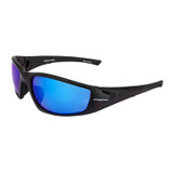 Radians Crossfire RPG Premium Safety Eyewear, Matte Black Frame / Blue Mirror POL Lens, Facing Lower Left Angle