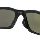 Radians Crossfire RPG Premium Safety Eyewear, Matte Black Frame / Blue Mirror POL Lens, Close-up of Glasses Interior