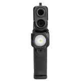 Nightstick Black Subcompact Handgun Light w/Green Laser, Shown on Glock Facing Straight On