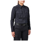 5.11 Tactical Women's Stryke PDU Twill Class B Long Sleeve Shirt, Midnight Navy, Facing Front Right Angle
