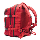 First Aid Only Tactical Trauma First Aid Backpack, Red, Shown from the Side