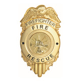 Hero's Pride Firefighter Fire Rescue Badge, Gold Plate