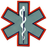 Hero's Pride Star of Life Reflective Shoulder Back Patch, Navy and Orange