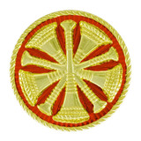 Hero's Pride Chief Five Bugles Crossed Pin, Red Enamel on Gold Plate