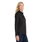 Port Authority Long Sleeve Easy Care Shirt - Women's, Black/Light Stone, Facing RIght