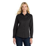 Port Authority Long Sleeve Easy Care Shirt - Women's, Black/Light Stone, Front