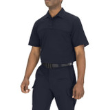 Blauer FlexPro Armorskin Short Sleeve Base Shirt, Dark Navy, Facing Front Left Angle