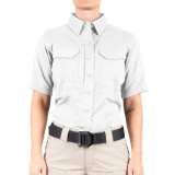 First Tactical 65/35% Poly/Cotton Women's V2 Tactical Short Sleeve Shirt - PFAS, White