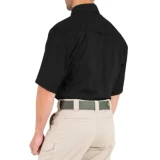 First Tactical Men's V2 Tactical Short Sleeve Shirt - PFAS, Black, Facing Back Left Angle