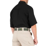 First Tactical Men's V2 Tactical Short Sleeve Shirt - PFAS, Black, Facing Back Right Angle