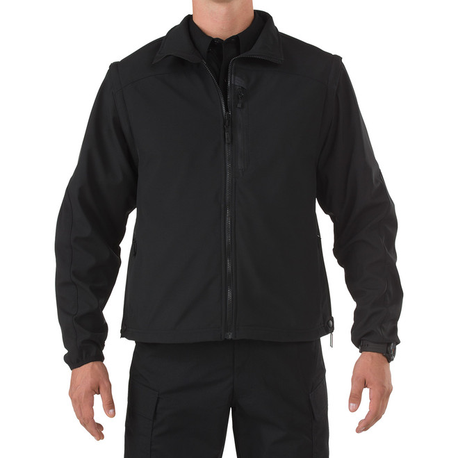 5.11 Tactical Valiant Softshell Jacket, Black front view