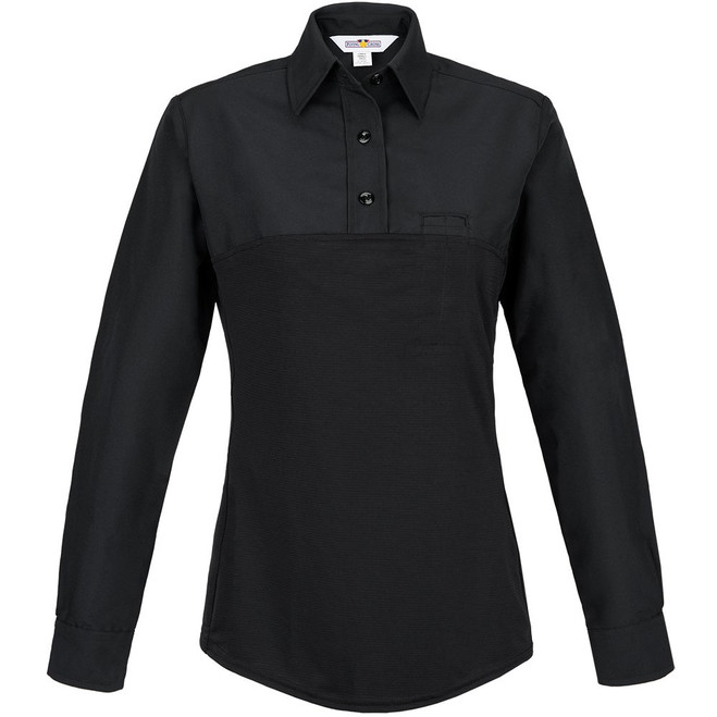Flying Cross FX STAT 65/35 Poly/Cotton-Mini Rip-Stop Women's Long Sleeve Hybrid Shirt, Black