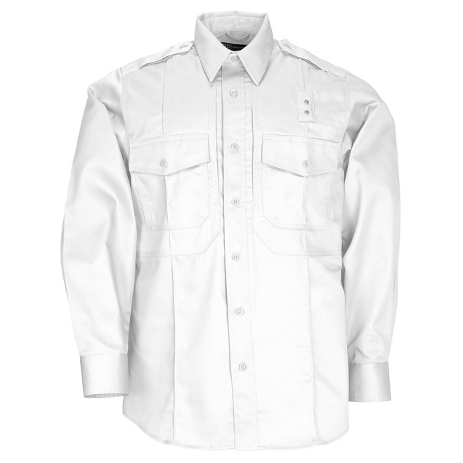 5.11 Tactical Twill PDU Class B Long Sleeve Shirt, white front view