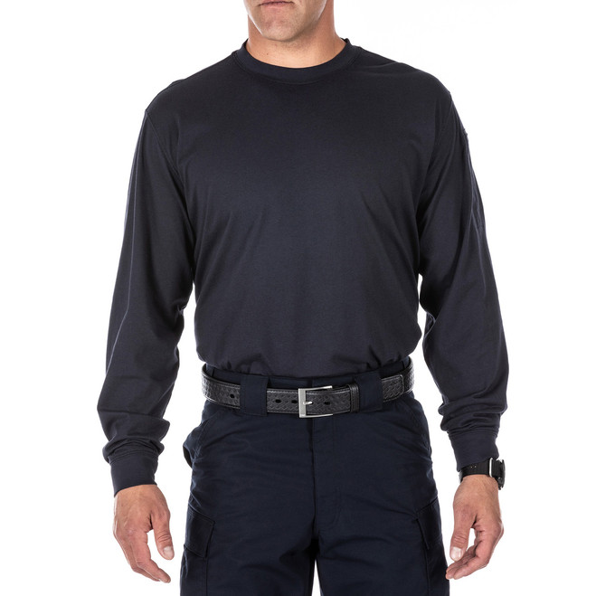5.11 Tactical Professional Long Sleeve T-Shirt, fire navy front view tucked