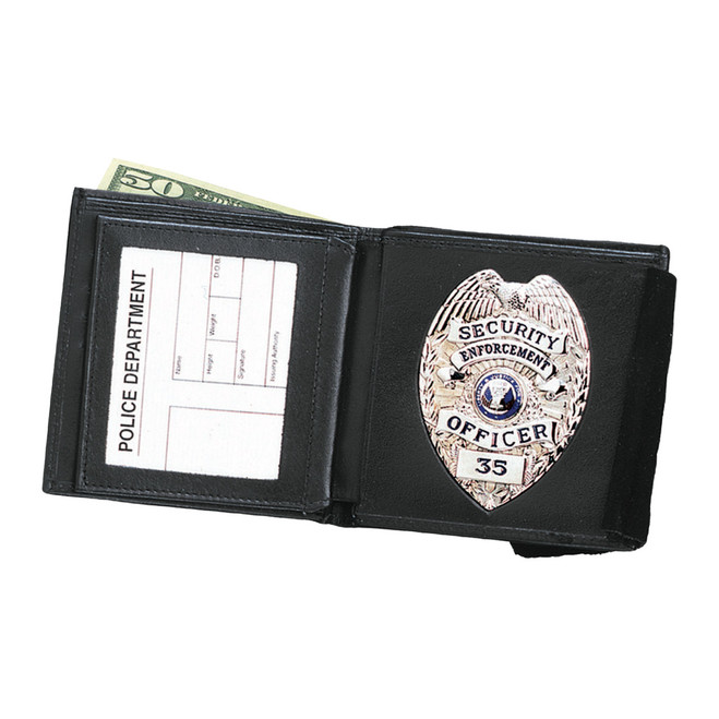 Strong Leather Black 3" x 3 1/2" Double ID Badge Wallet