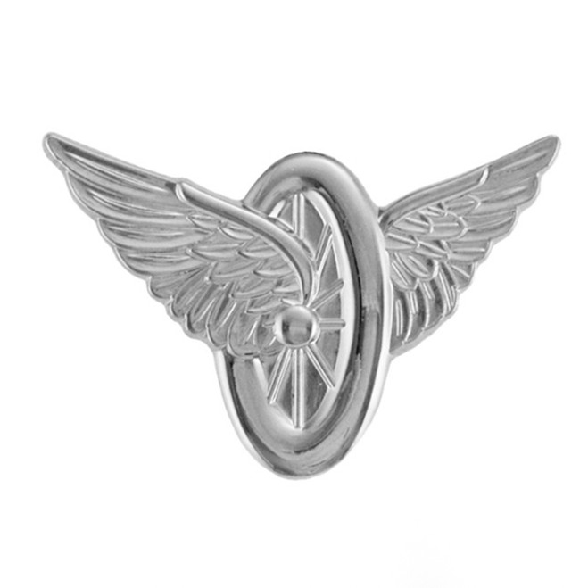 Hero's PrideNickel Plated Wheel & Wings, Lapel Pin, 1-5/16X1"