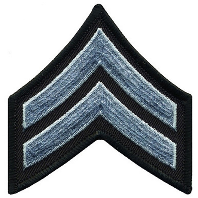 Hero's Pride Med Grey/Black Cpl Chevrons, Merrowed Border, 3" Wide