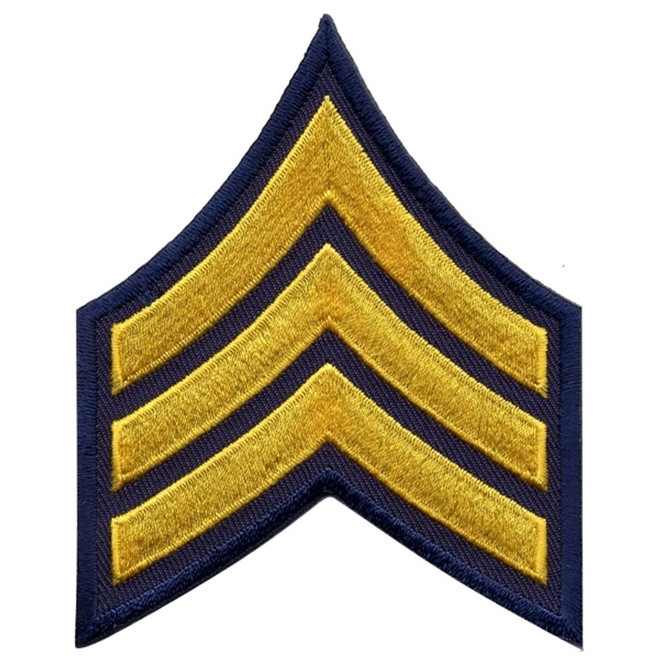 Hero's Pride 3" Medium Gold/Navy Sergeant Chevrons