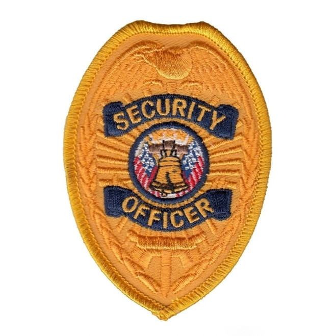 Hero's Pride 2-1/2 X 3-1/2" Gold Security Officer Embroidered Badge Patch