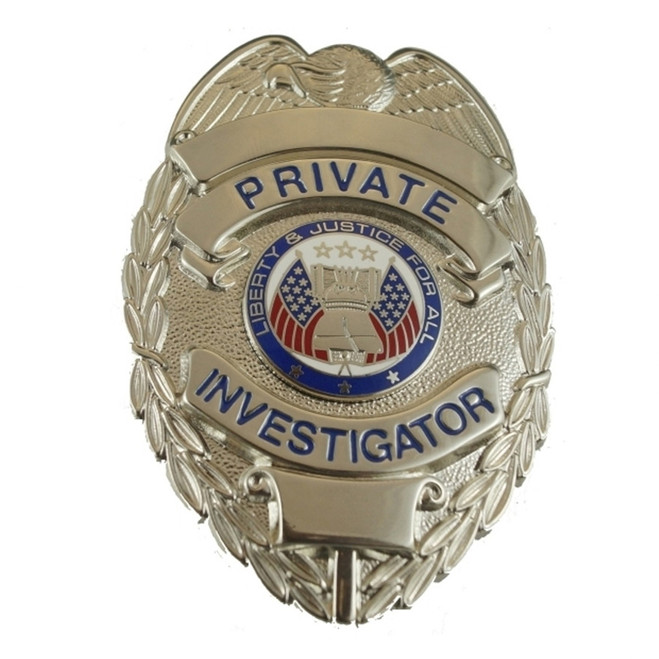 Hero's Pride 2-1/4 X 3-1/8" Nickel Plated, Private Investigator Badge