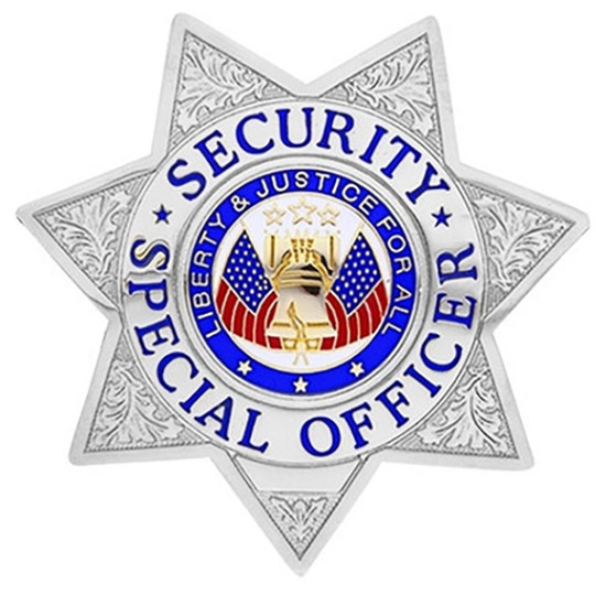 Hero's Pride 3 X 3" Nickel Plated, Security Special Officer 7-Point Star Badge