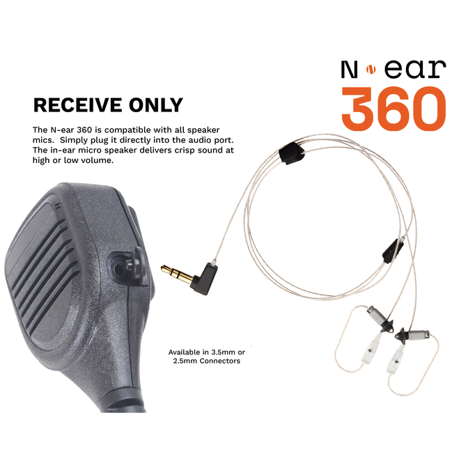 N-Ear 360 Original Dual Ear Earpiece - 3.5mm Connector | Curtis Blue Line
