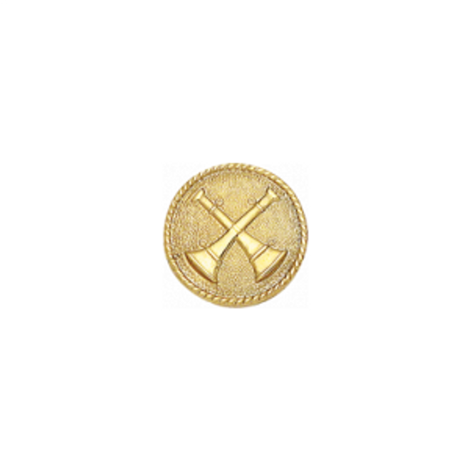 Smith & Warren Gold Electroplate 2-Bugle Collar Insignia w/ Clutch Pin Attachment, Set of 2