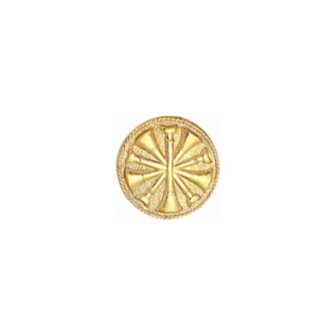 Smith & Warren Gold Electroplate 5-Bugle Collar Insignia w/ Clutch Pin Attachment, Set of 2