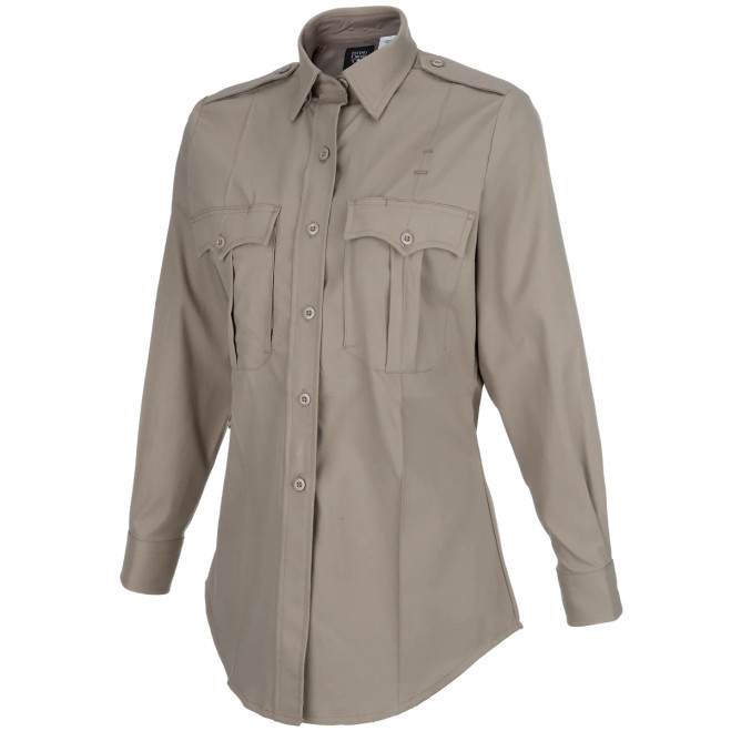 Flying Cross Women's Prime Flex Long Sleeve Hybrid Shirt Silver Tan