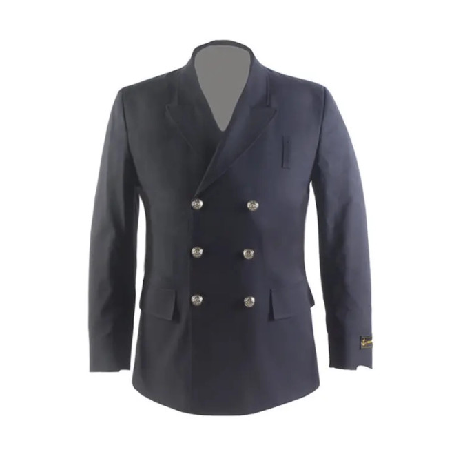 Anchor Uniform Double Breasted Coat with Bottom Flaps Navy