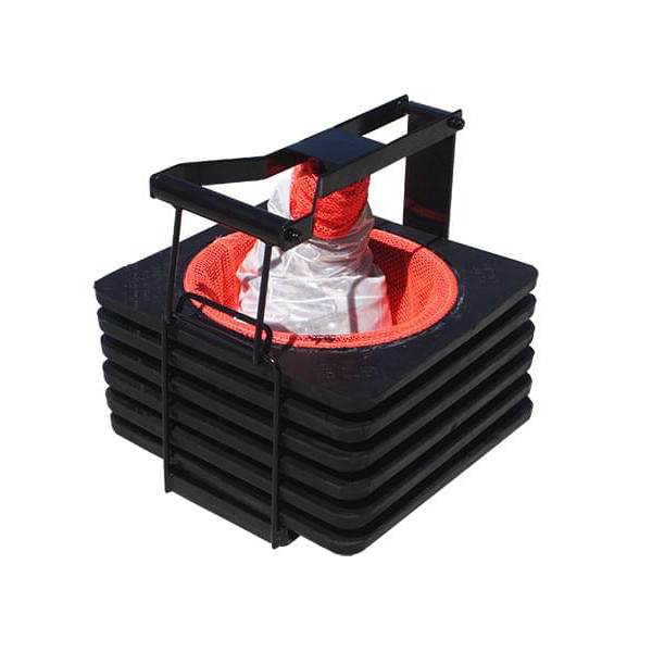 Viz-Con 28 in. Reflective 5 lb. Spring Cone & Industrial System with Tote, Pack of 6 2