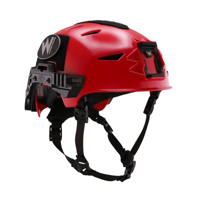 Team Wendy EXFIL Rescuer Helmet, Red, Facing Front Right Angle