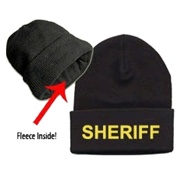Hero's Pride Fleece Watch Cap, Black and Gold Sheriff Cap