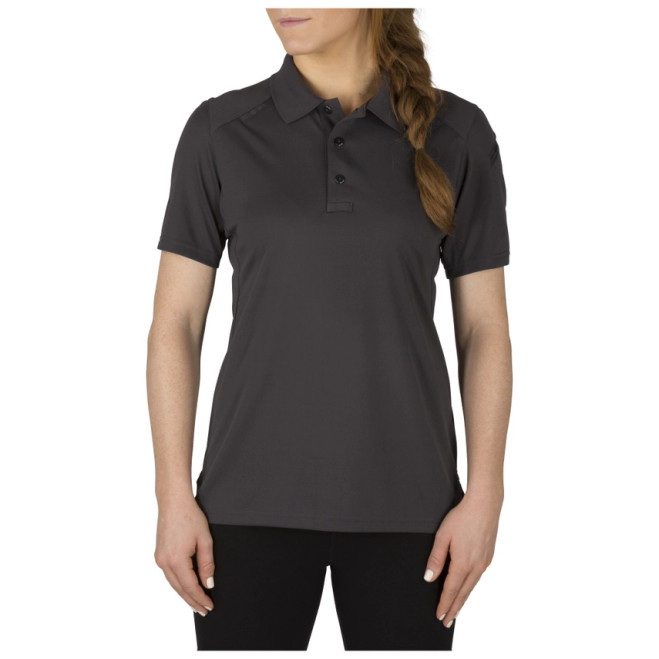 5.11 Tactical Polyester Women's Helios Short Sleeve Polo Shirt, Charcoal, Front
