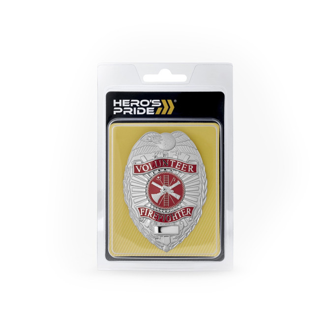 Hero's Pride Volunteer Firefighter Badge, Nickel Plate