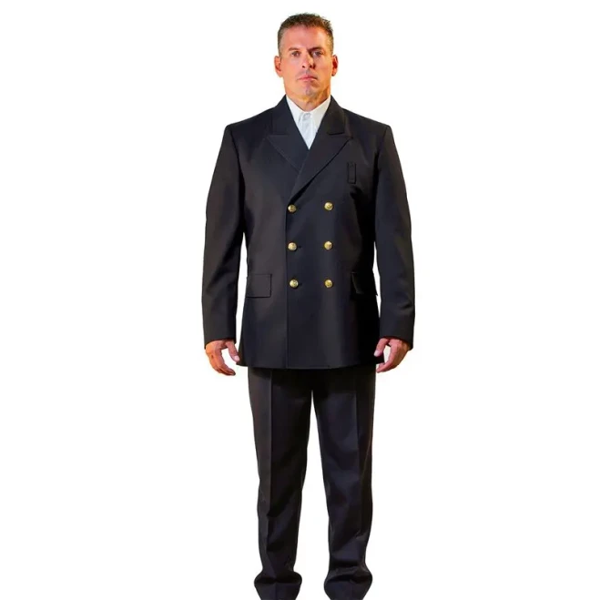 Anchor Uniform Polyester Double Breasted Coat with Bottom Flaps