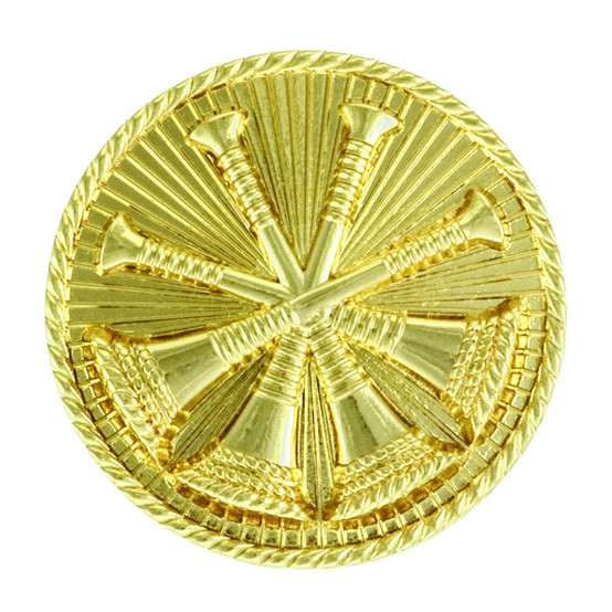Hero's Pride 15/16 in. Deputy Chief 4-Crossed Bugle Insignia with 2-Posts & Clutch Back, Gold Plate