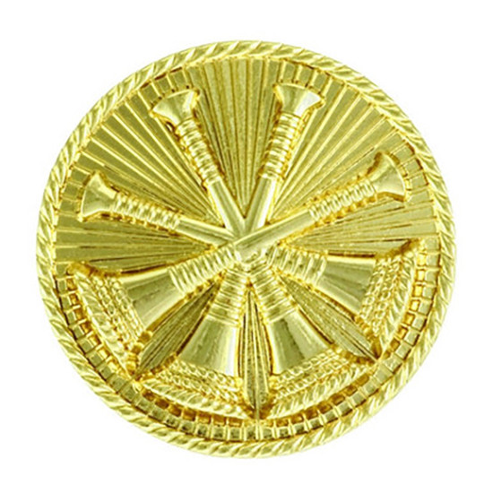 Hero's Pride 15/16 in. Deputy Chief 4-Crossed Bugle Insignia with 2-Posts & Clutch Back, Gold Plate