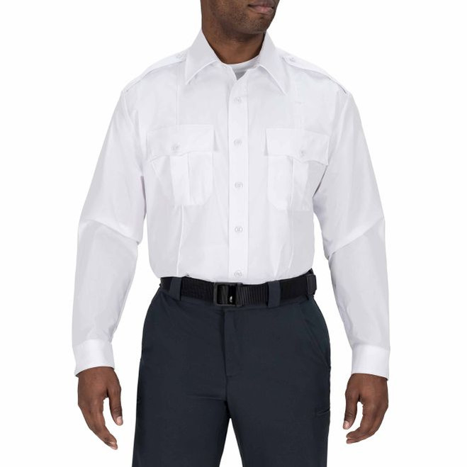 Blauer Long Sleeve Cotton Blend Shirt, White