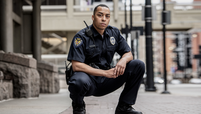 Police Officer in navy blue uniforms