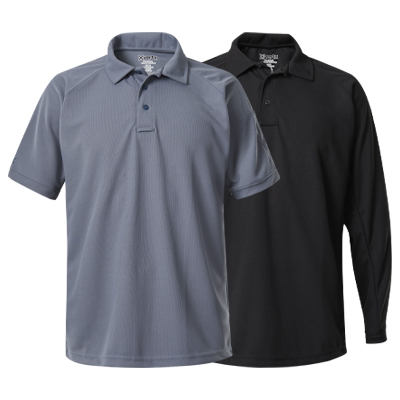 Vertx Polos - gray short sleeve polo and black long sleeve polo