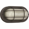 Royal Cove Medium 1-Light Black Outdoor Wall Or Ceiling Mounted Fixture Bulkhead With Frosted Glass