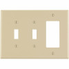 Leviton Decora 3-Gang Midway 2-Toggle Combination Nylon Wall Plate, Ivory
