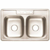 Premier Stainless Steel Kitchen Sink 33 In. 3-Hole Double Bowl Drop-In Kitchen Sink With Brush Finish - 3562898