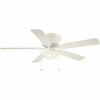 52 in. Hugger Indoor White Ceiling Fan With Light Kit